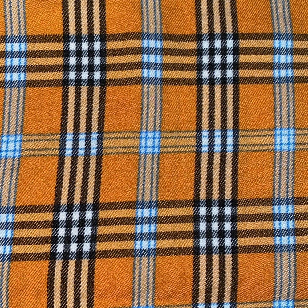 SHEIN mini skirt plaid orange turquoise 2 front slits side zipper NEW size S - Picture 3 of 10